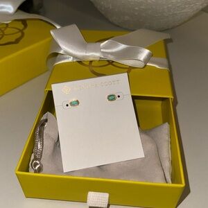 Mini Ellie Gold Stud Earrings in Mint Magnesite